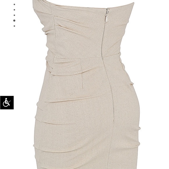 Astound' Beige Linen Strapless Mini Dress M - Picture 10 of 14